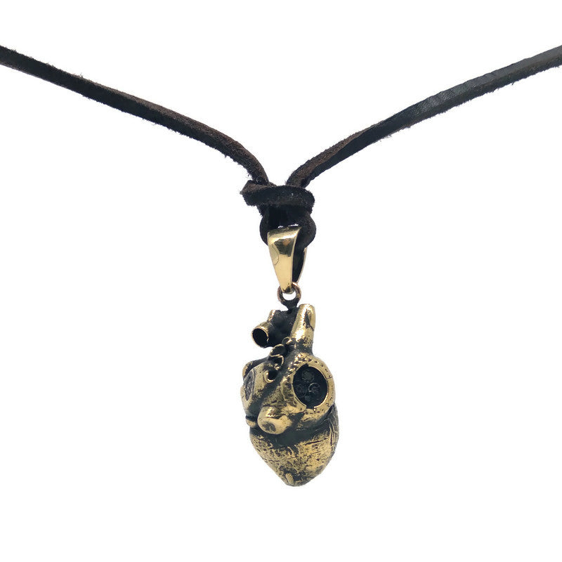 Collar de corazón anatómico, collar personalizable, bronce, plata esterlina, collar de oro de 24 km, collar delicado