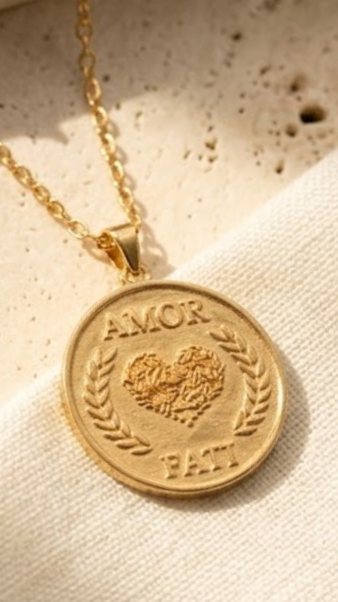 Amor Fati Necklace Large (4 cm) | Handmade Pendant of Acceptance & Destiny | Handmade in 925 Sterling Silver, 24K Gold Plated, Bronze, Copper