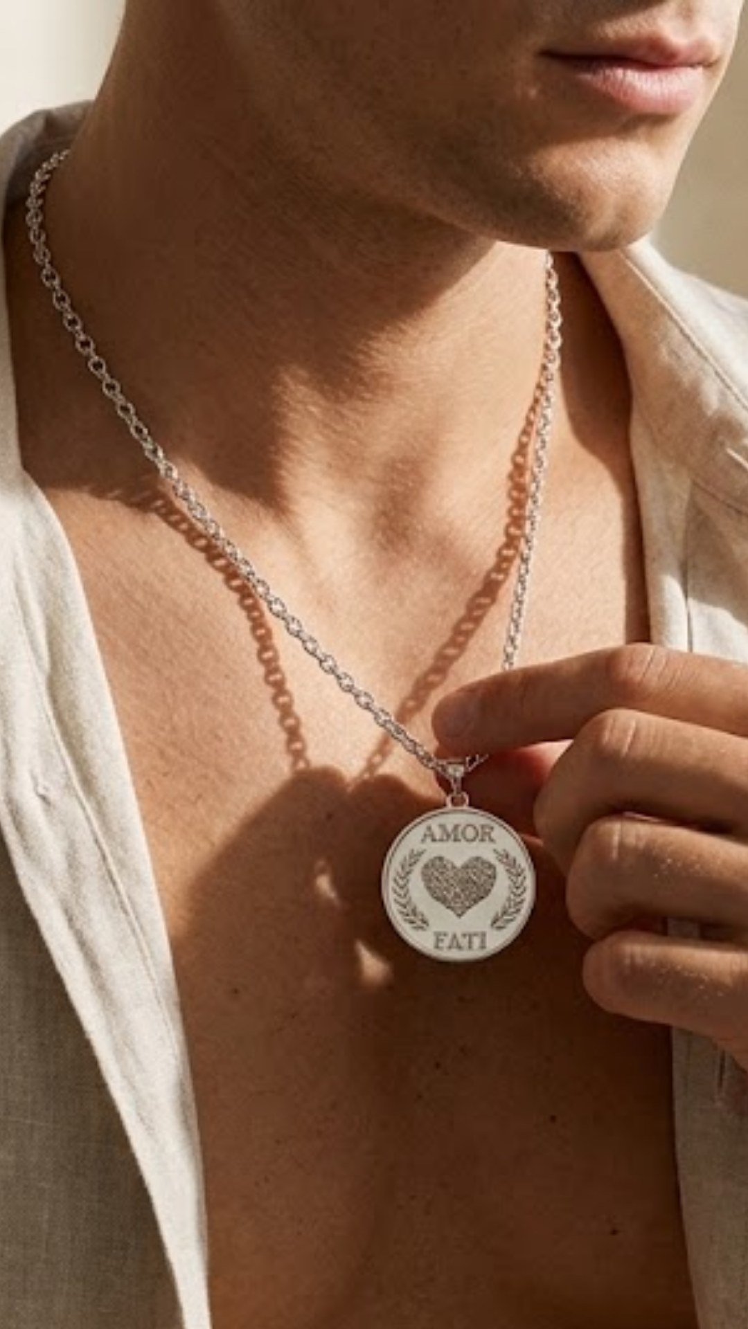 Amor Fati Necklace Large (4 cm) | Handmade Pendant of Acceptance & Destiny | Handmade in 925 Sterling Silver, 24K Gold Plated, Bronze, Copper