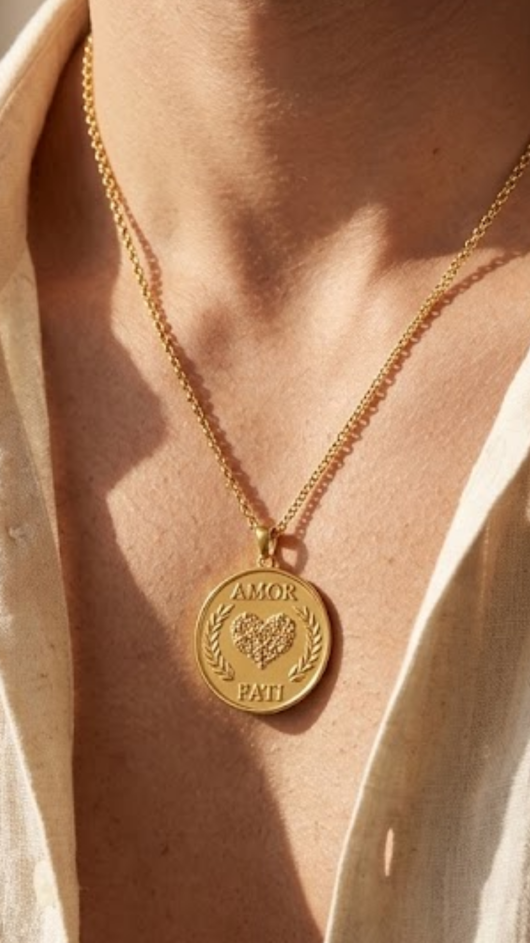 Amor Fati Necklace Large (4 cm) | Handmade Pendant of Acceptance & Destiny | Handmade in 925 Sterling Silver, 24K Gold Plated, Bronze, Copper
