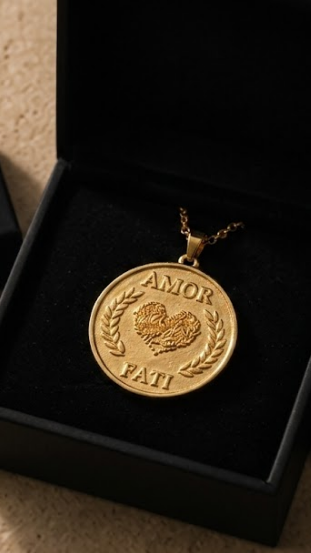 Amor Fati Necklace Large (4 cm) | Handmade Pendant of Acceptance & Destiny | Handmade in 925 Sterling Silver, 24K Gold Plated, Bronze, Copper