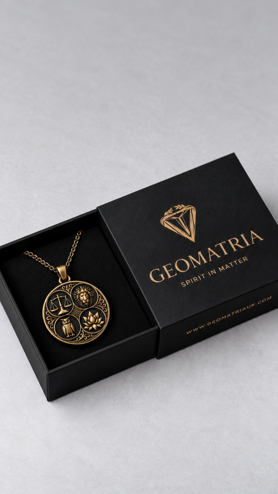 Stoic Virtues Pendant Necklace | Ancient Philosophy Symbol Pendant | Handmade in 925 Sterling Silver, 24k Gold Plated, Copper, Bronze