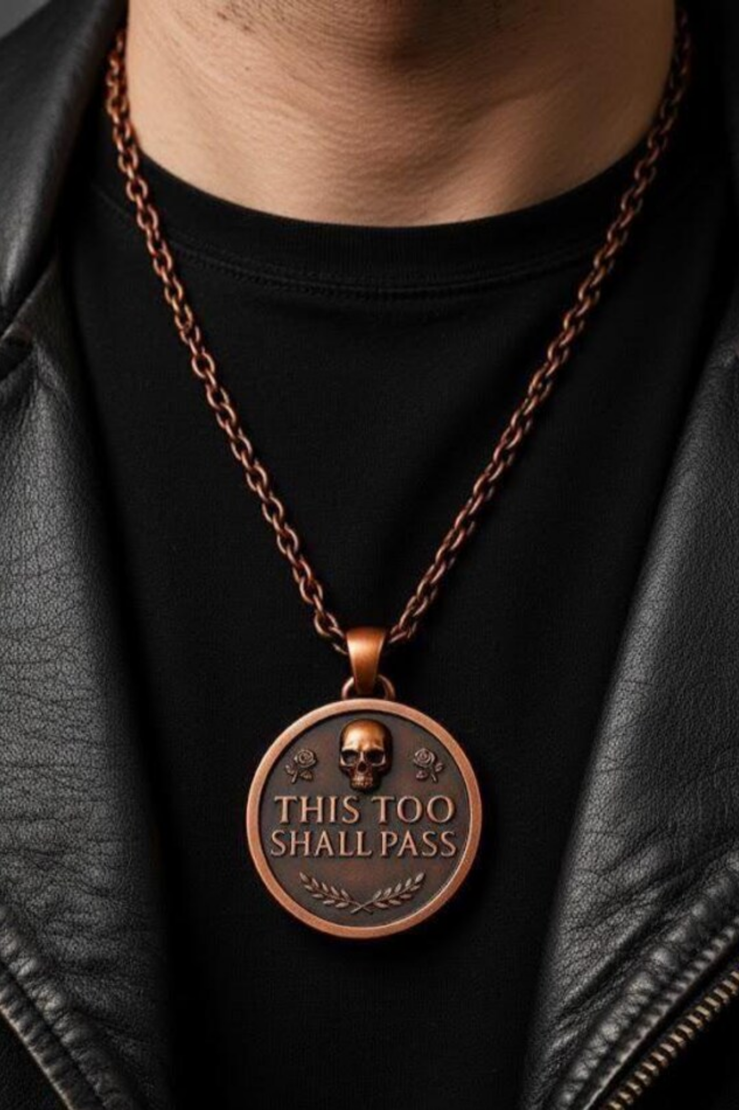 This Too Shall Pass Necklace Large (4 cm) | Inspirational Pendant of Strength & Hope | Handmade in 925 Sterling Silver, 24K Gold Plated, Bronze