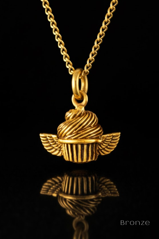 Flying Cupcake Necklace – Bronze & Silver-Plated Finish | Limited Edition
