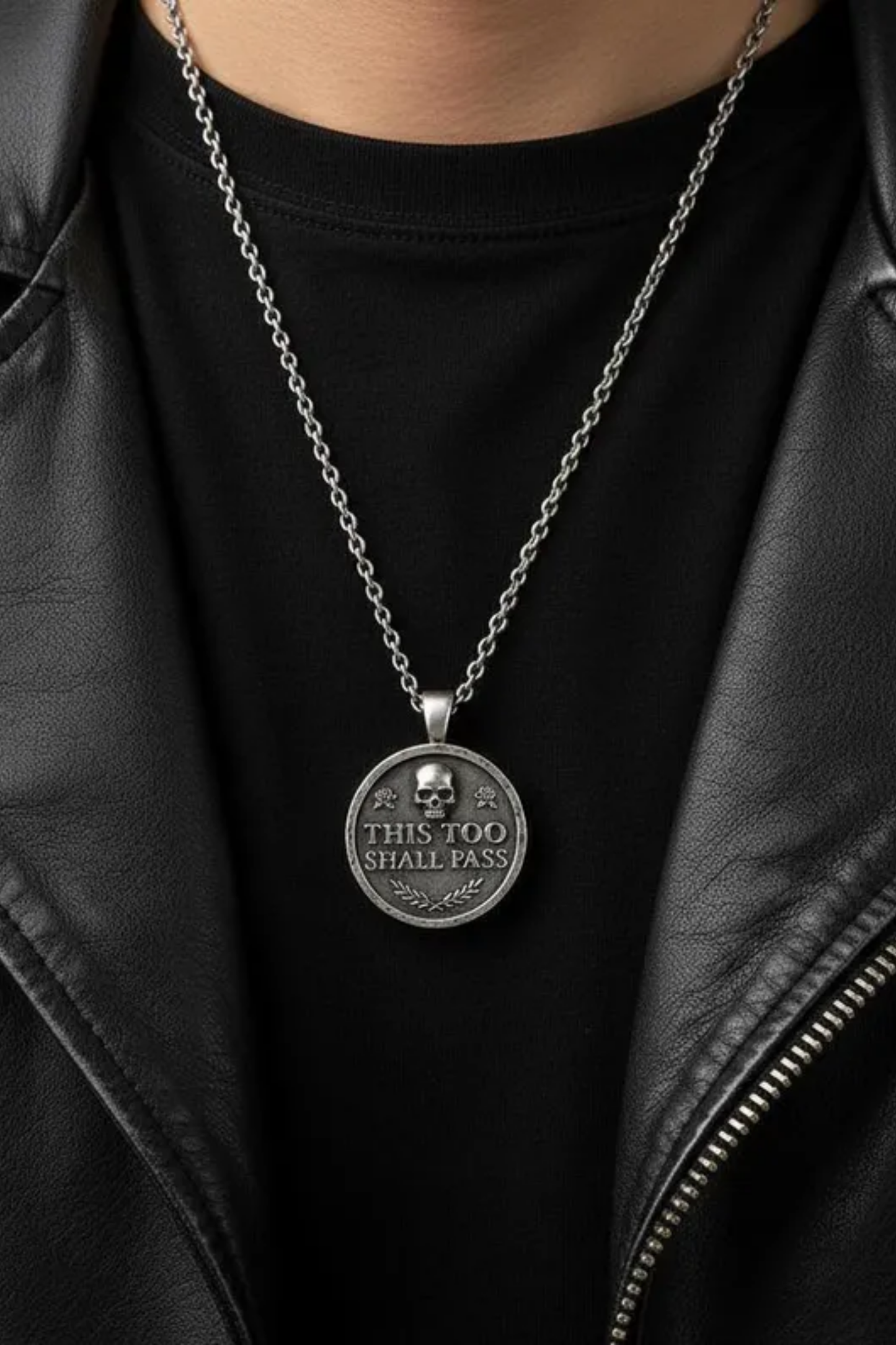 This Too Shall Pass Necklace Small (1.8 cm) | Symbol of Resilience & Strength | Handmade in 925 Sterling Silver, 24K Gold Plated, Bronze