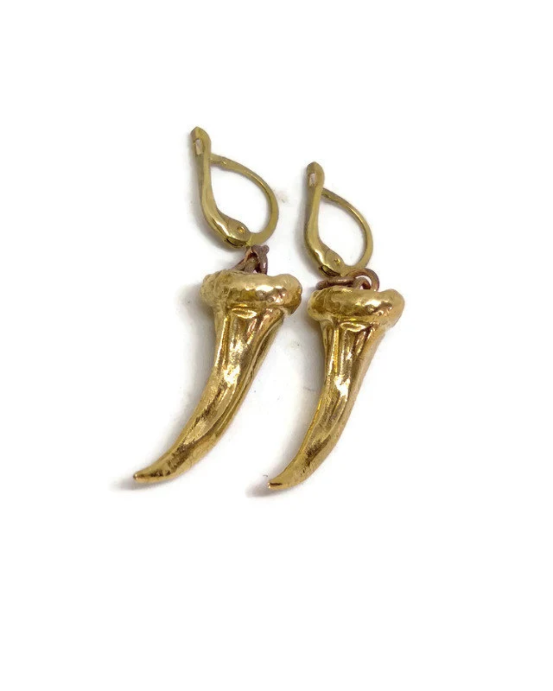 Pendiente Garra de Lobo en bronce, cobre, baño de oro de 24k, plata de ley 925, joyería unisex