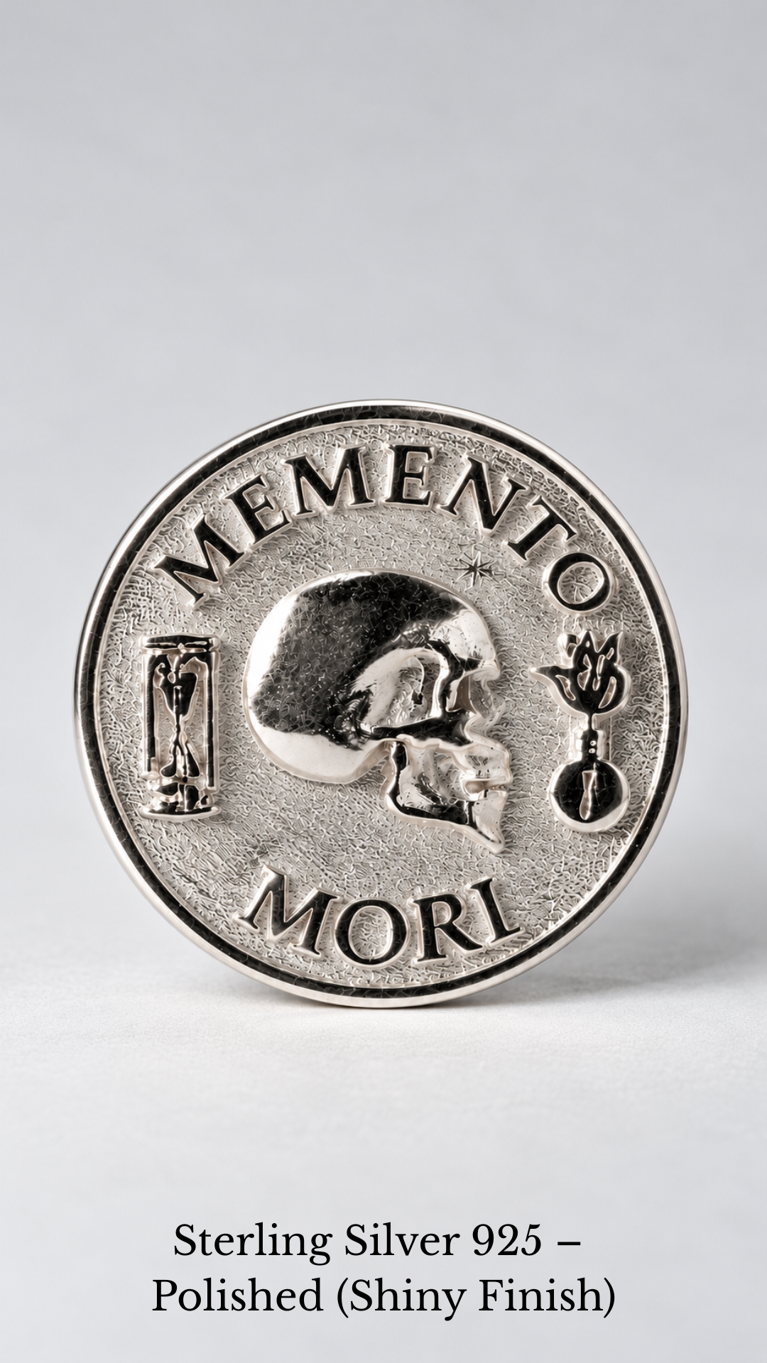 Memento Mori Coin | Symbol of Mortality, Wisdom & Presence | Handmade in 925 Sterling Silver, 24K Gold Plated, Bronze, Copper
