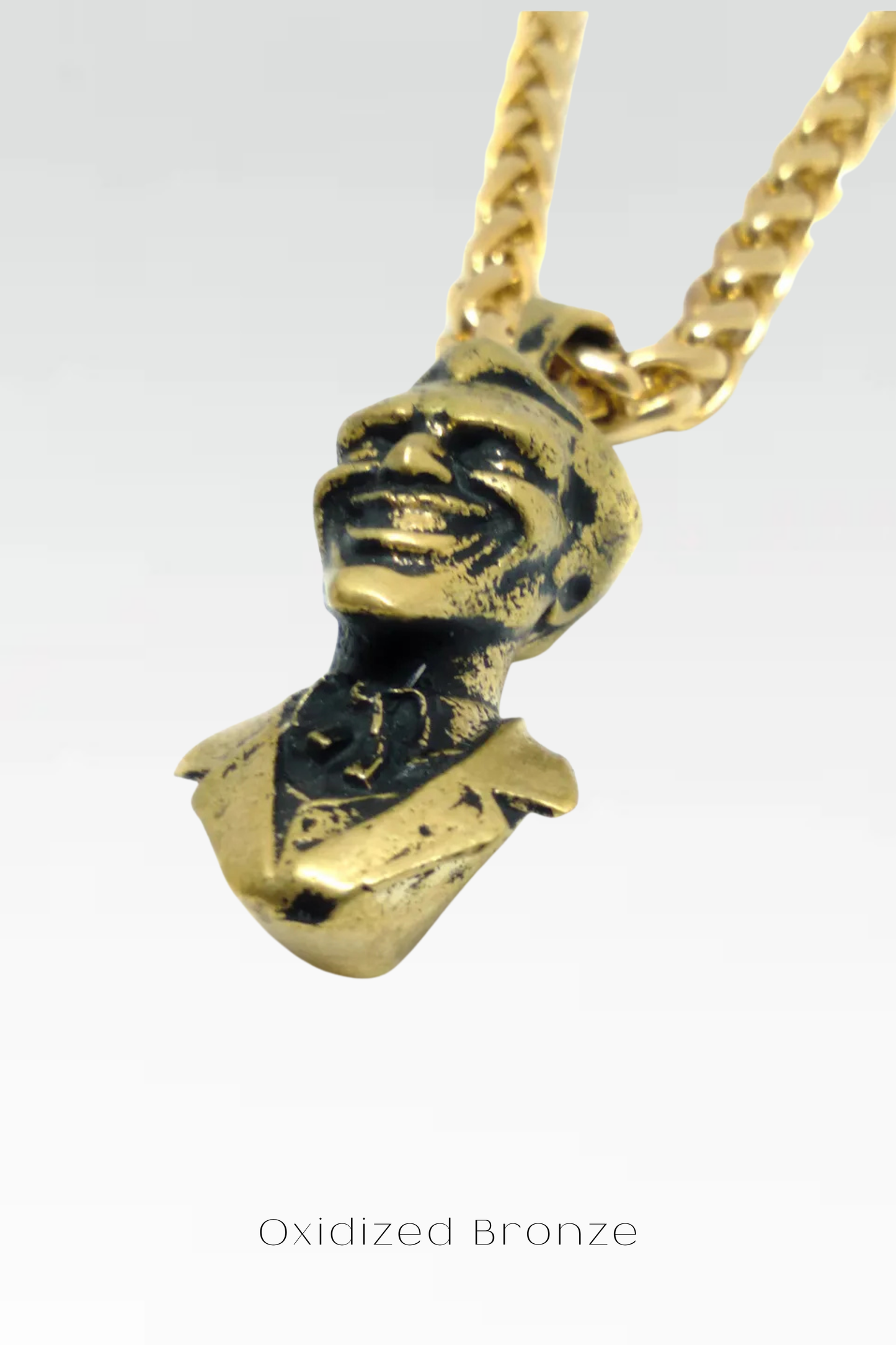 Joker Necklace â Handmade Pendant in Bronze, 925 Sterling Silver & 24K Gold Plated | Symbol of Duality & Mystery