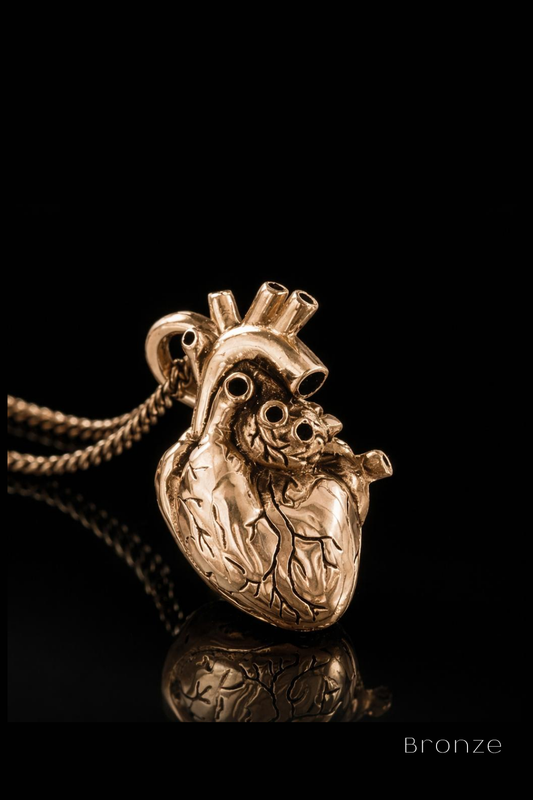 Anatomical Heart Necklace – Bronze & Silver-Plated Finish | Limited Edition