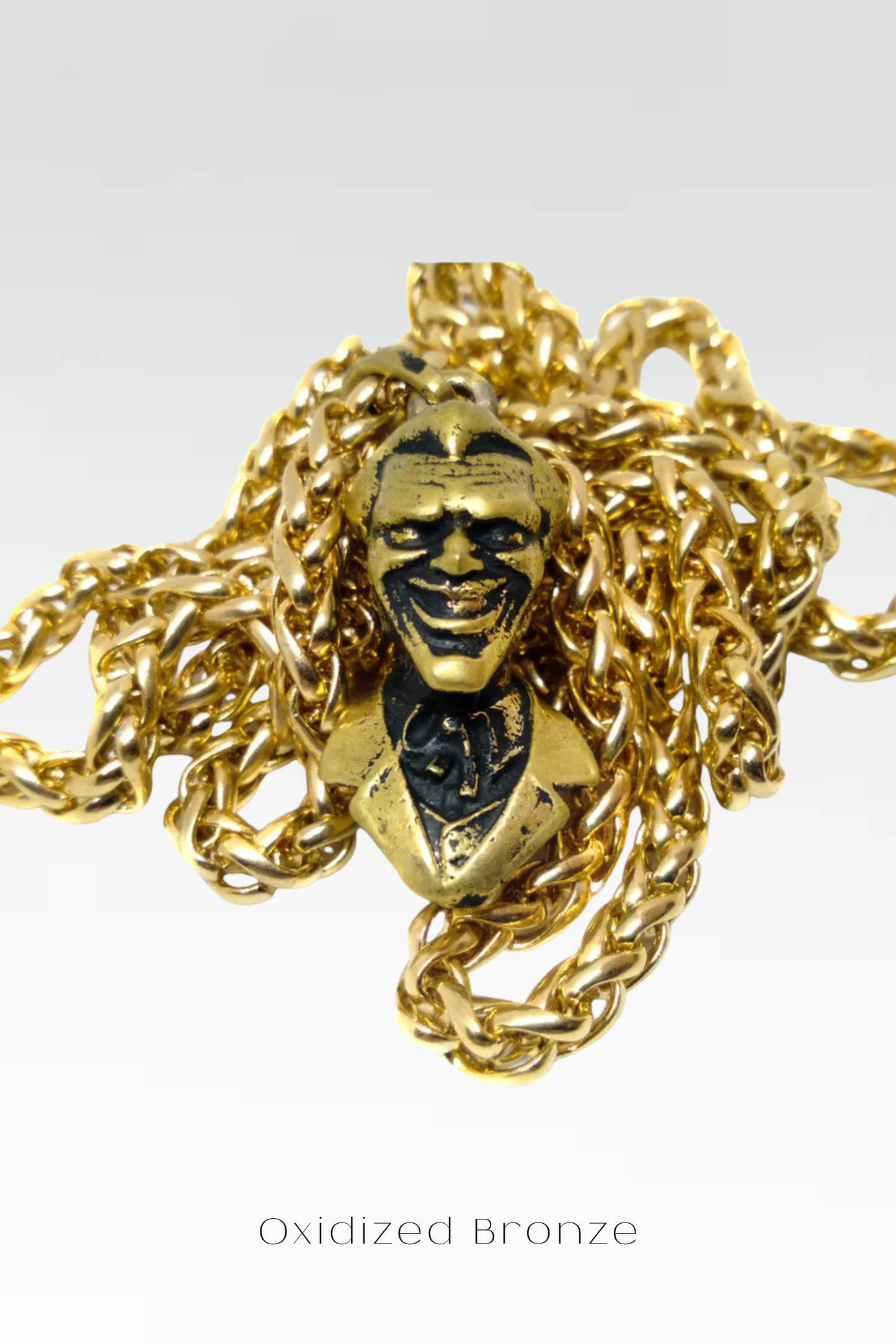 Joker Necklace â Handmade Pendant in Bronze, 925 Sterling Silver & 24K Gold Plated | Symbol of Duality & Mystery