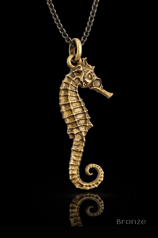 Seahorse Necklace – Bronze & Silver-Plated Finish | Limited Edition