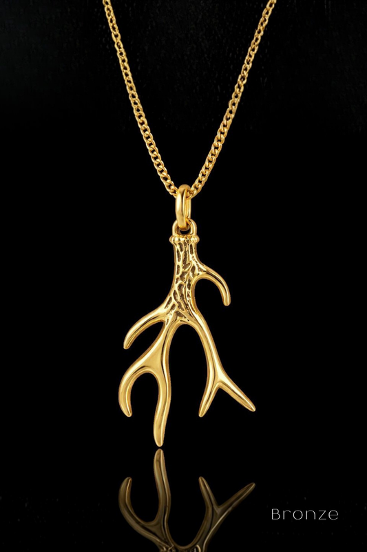 Deer Antler Necklace – Bronze & Silver-Plated Finish | Limited Edition