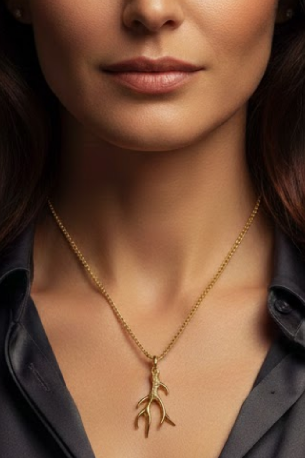 Deer Antler Necklace – Bronze & Silver-Plated Finish | Limited Edition