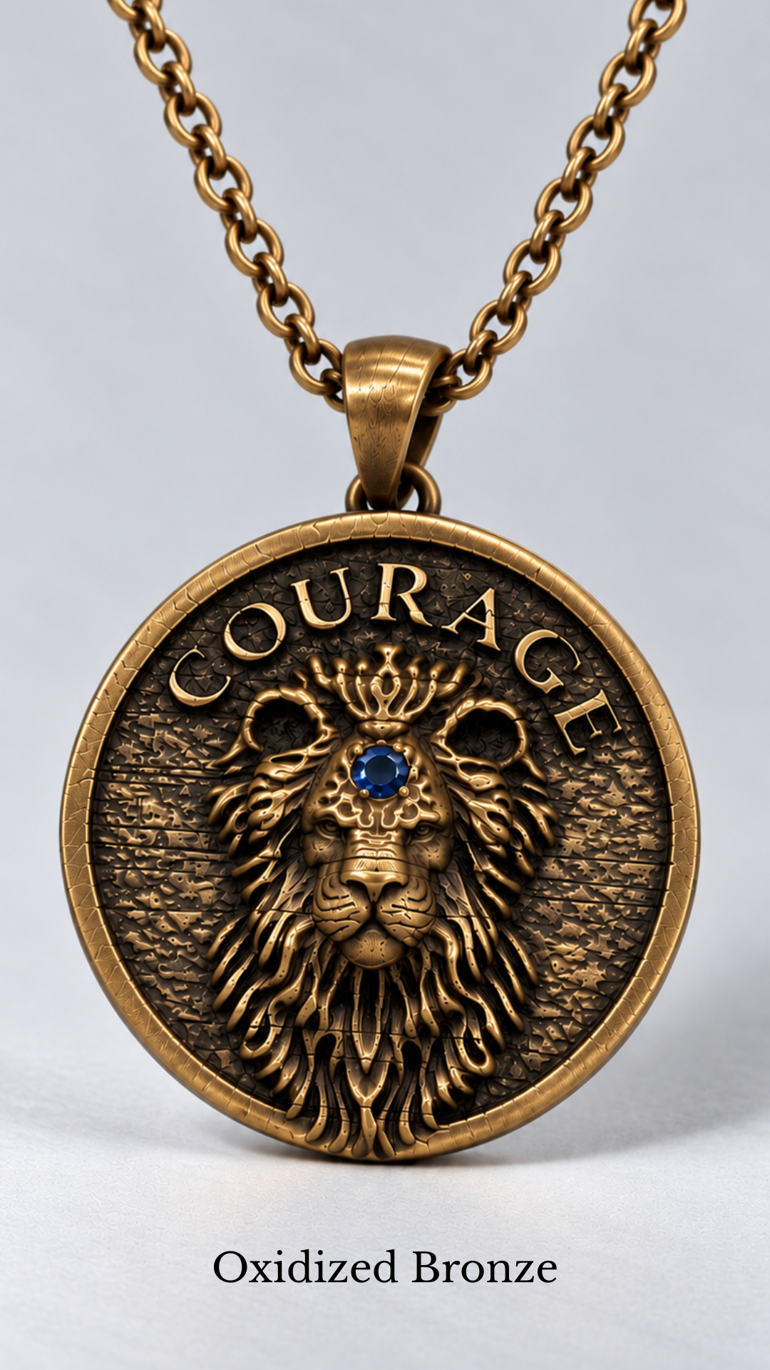 Lion Head Courage Necklace | Symbol of Bravery and Leadership | Handmade in 925 Sterling Silver, 24k Gold Plated, Copper, Bronze
