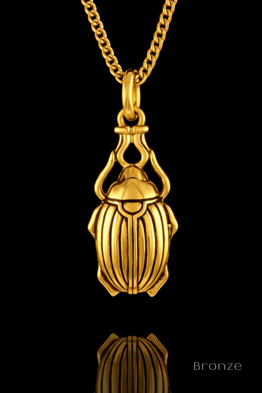 Scarab Beetle Necklace – Bronze & Silver-Plated Finish | Limited Edition