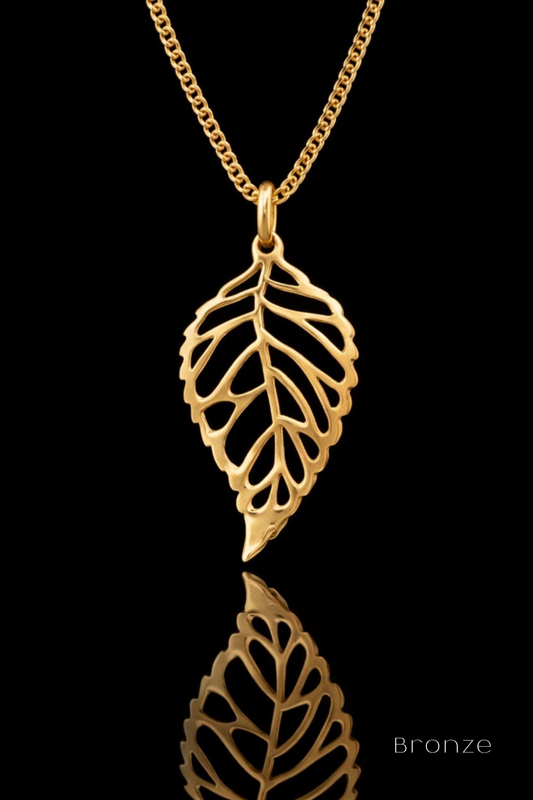 Skeleton Leaf Necklace – Bronze & Silver-Plated Finish | Limited Edition