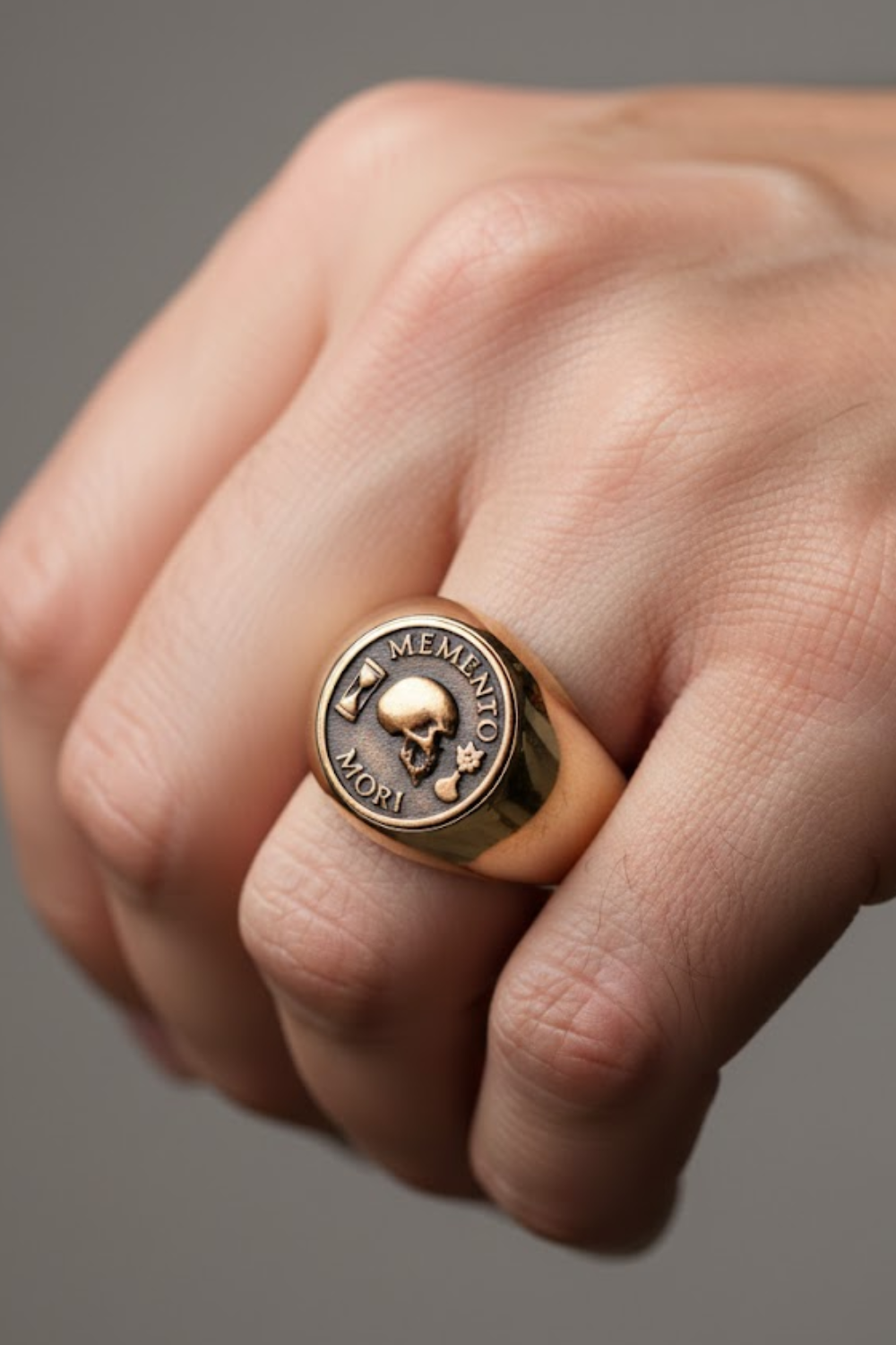 Memento Mori Ring | Handmade Jewelry | 925 Sterling Silver Exterior & 24K Gold, Bronze, Copper Interior