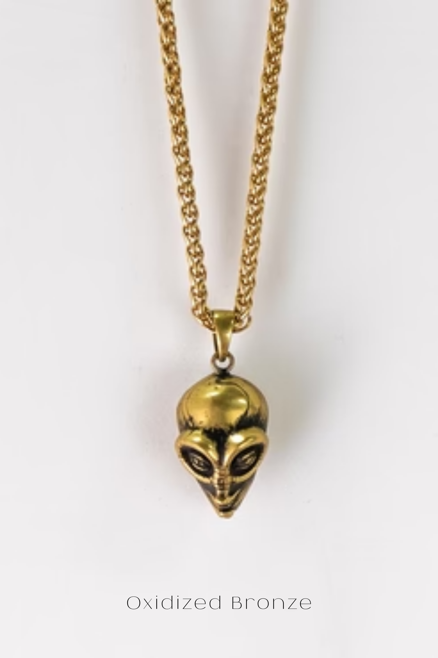 Alien Necklace – Handmade Pendant in Bronze, 925 Sterling Silver & 24K Gold Plated | Sci-Fi Inspired Jewelry