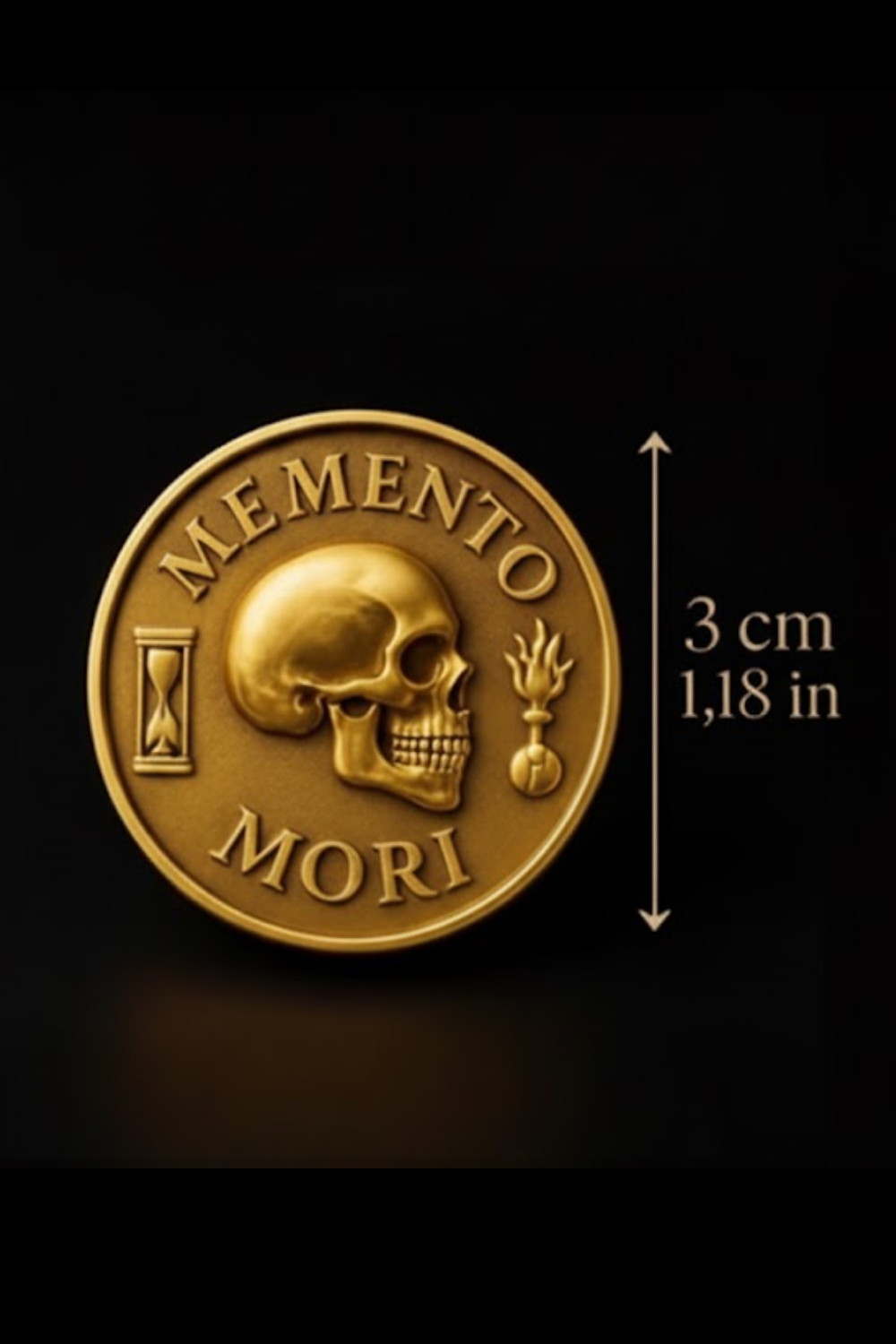 Memento Mori Coin | Symbol of Mortality, Wisdom & Presence | Handmade in 925 Sterling Silver, 24K Gold Plated, Bronze, Copper