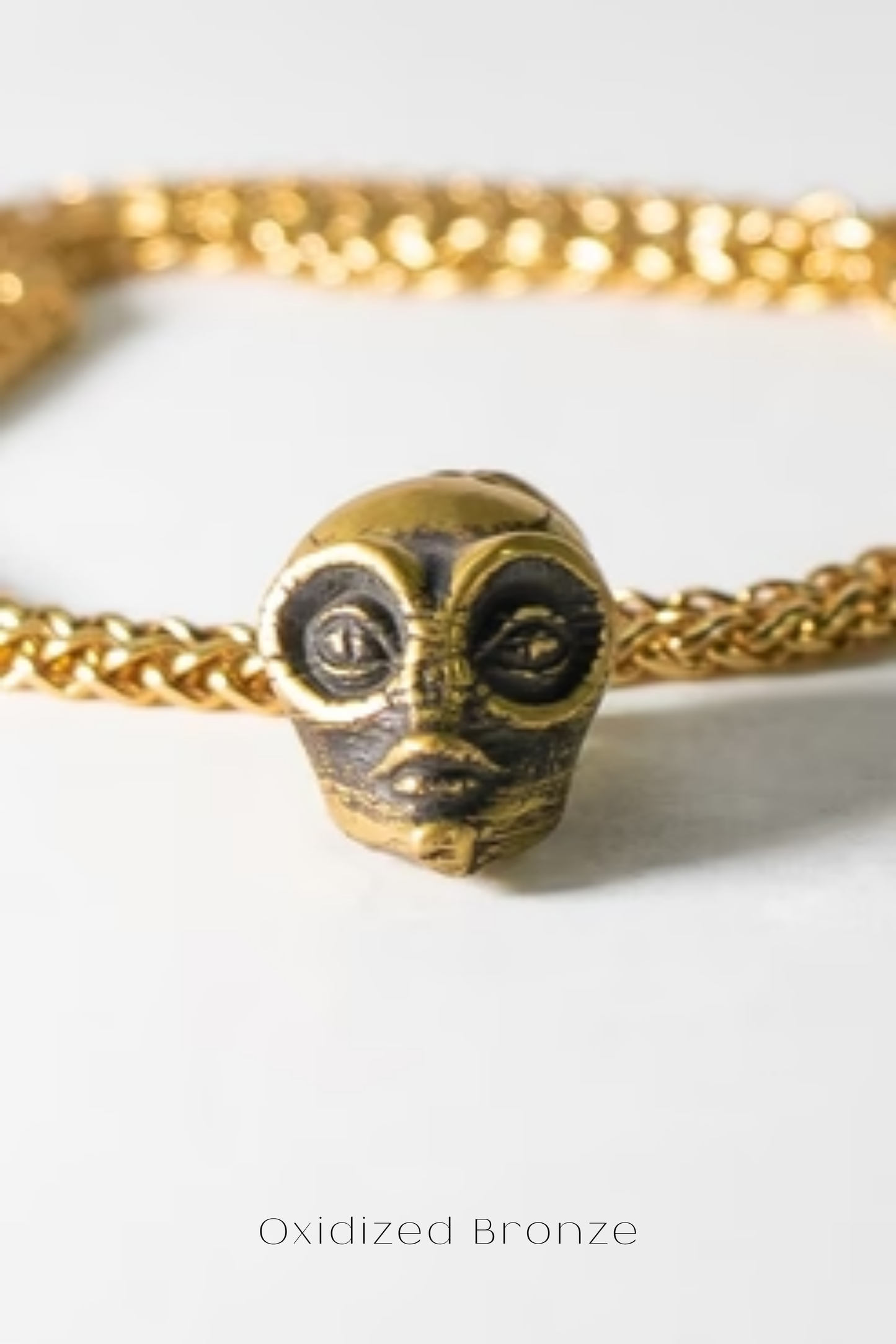 Alien Necklace – Handmade Pendant in Bronze, 925 Sterling Silver & 24K Gold Plated | Sci-Fi Inspired Jewelry