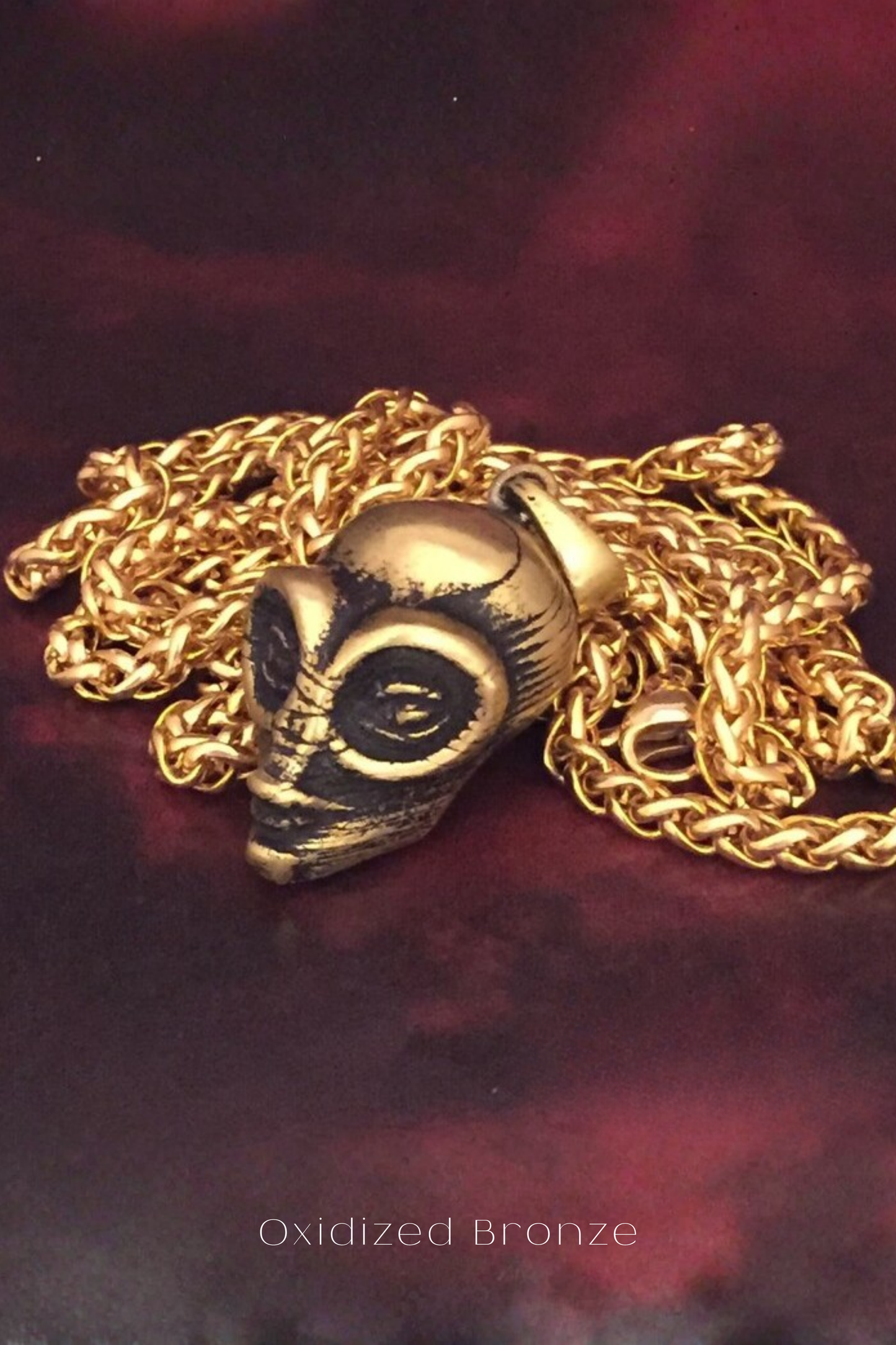 Alien Necklace – Handmade Pendant in Bronze, 925 Sterling Silver & 24K Gold Plated | Sci-Fi Inspired Jewelry