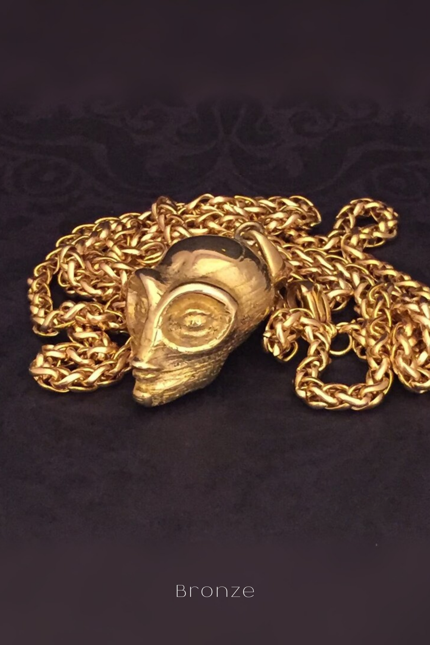 Alien Necklace – Handmade Pendant in Bronze, 925 Sterling Silver & 24K Gold Plated | Sci-Fi Inspired Jewelry