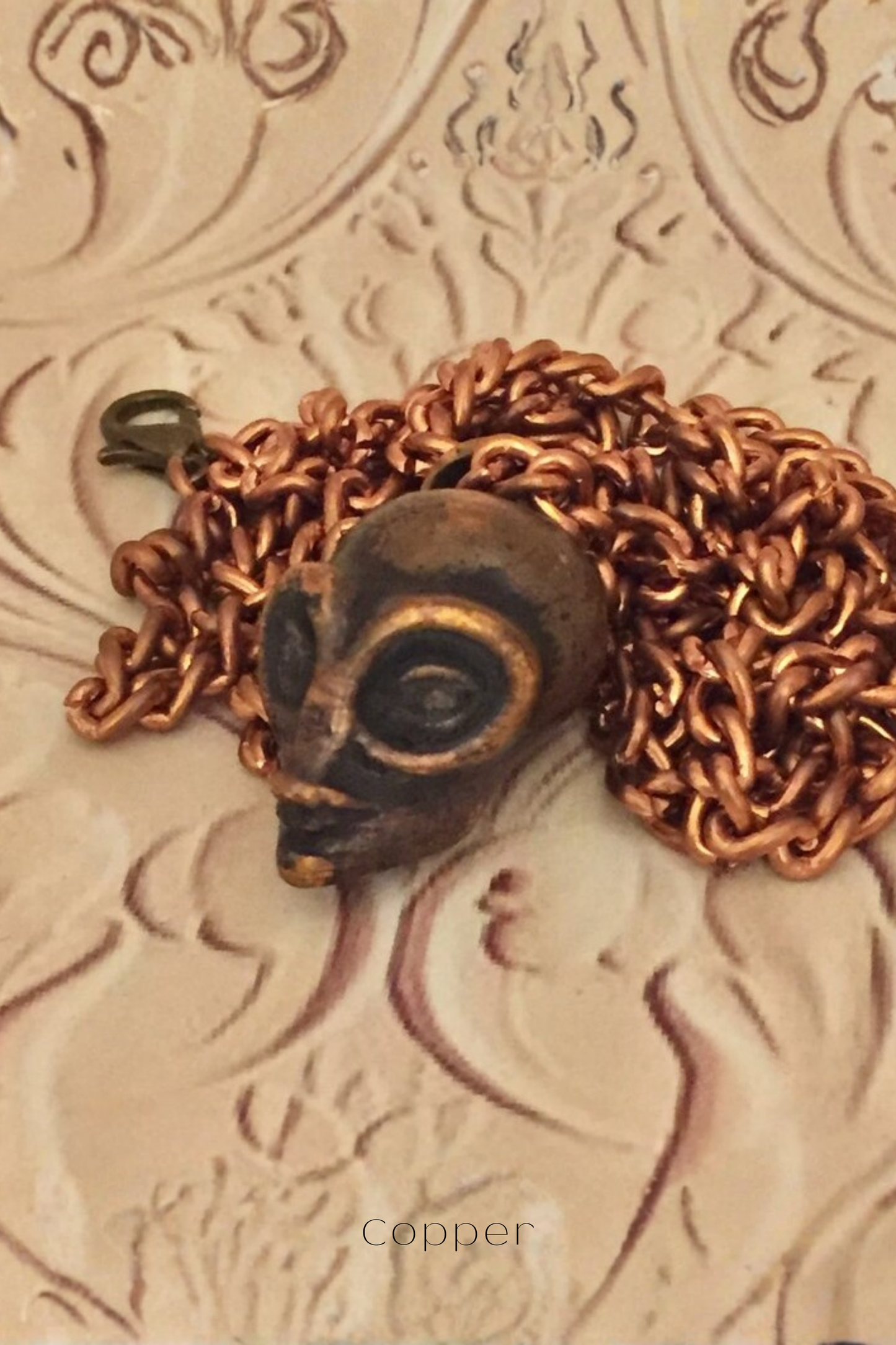 Alien Necklace – Handmade Pendant in Bronze, 925 Sterling Silver & 24K Gold Plated | Sci-Fi Inspired Jewelry