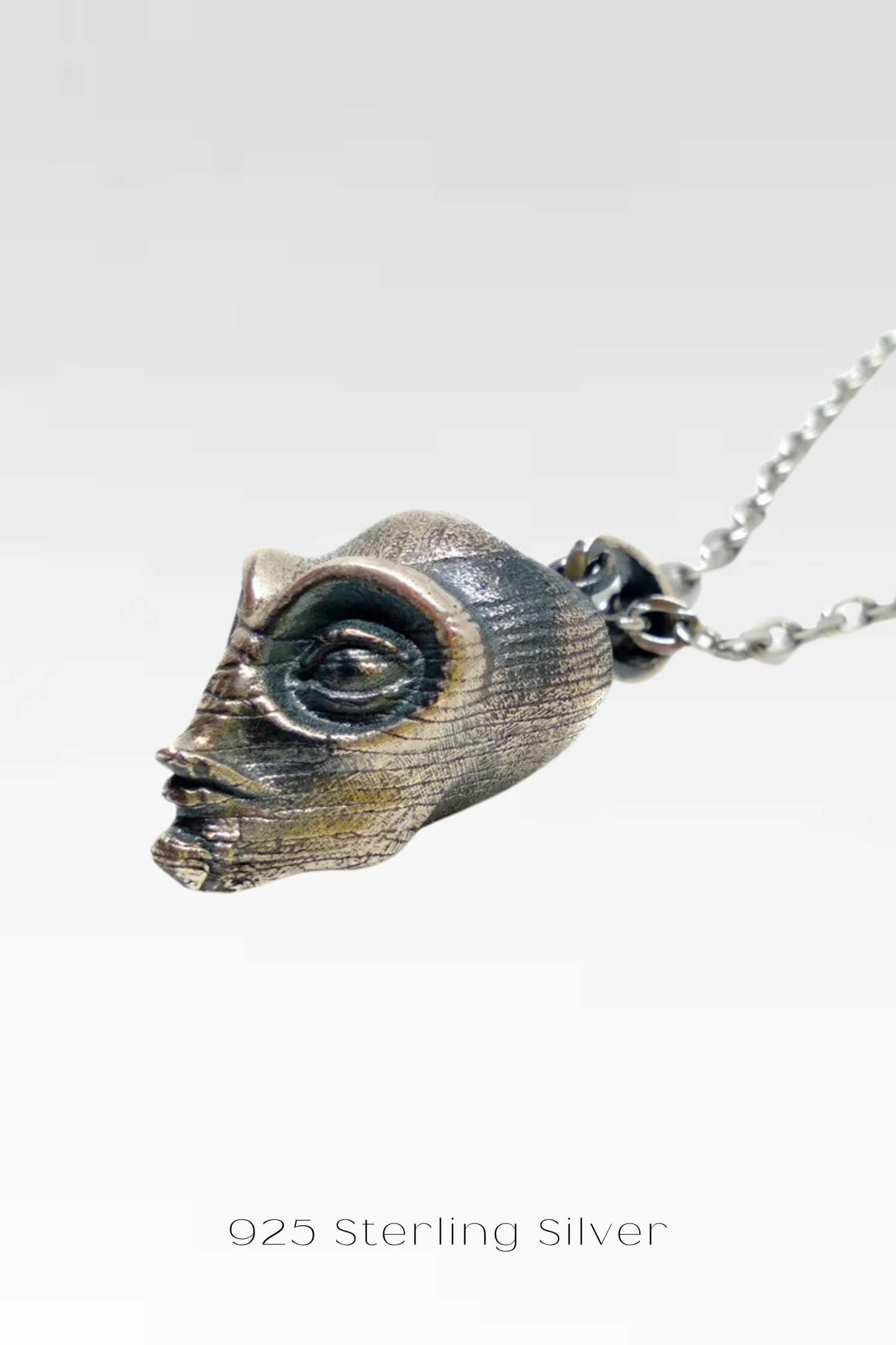 Alien Necklace – Handmade Pendant in Bronze, 925 Sterling Silver & 24K Gold Plated | Sci-Fi Inspired Jewelry