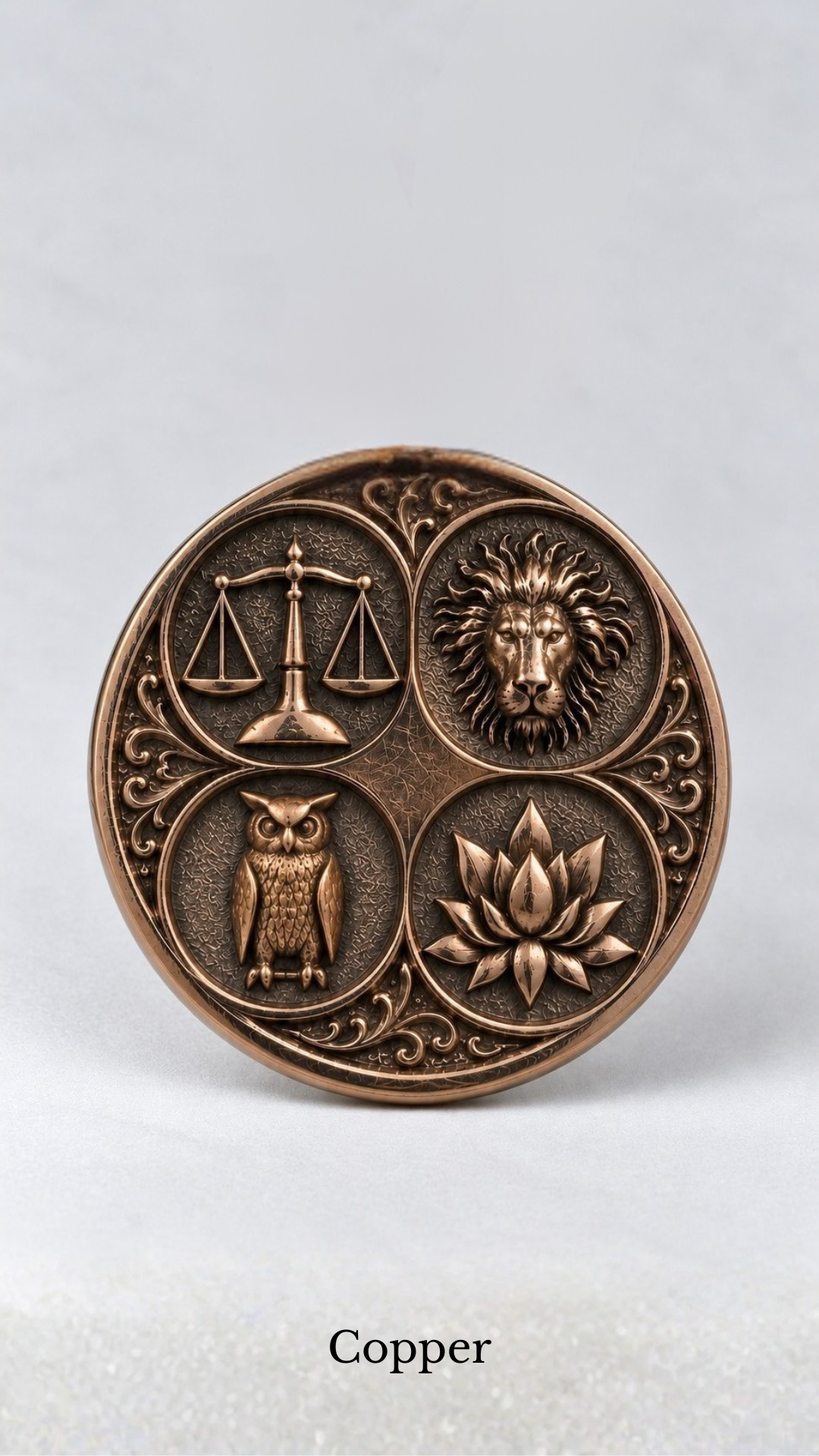 Stoic Virtues Coin | Handmade in 925 Sterling Silver, 24K Gold Plated, Bronze, Copper