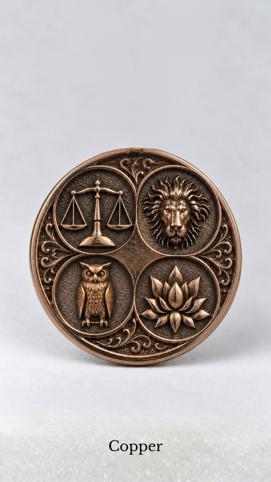 Stoic Virtues Coin | Handmade in 925 Sterling Silver, 24K Gold Plated, Bronze, Copper