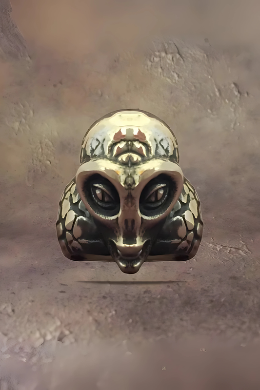 Handmade Alien Ring – Sterling Silver, Bronze & 24K Gold Plated | Unique Sci-Fi Jewelry