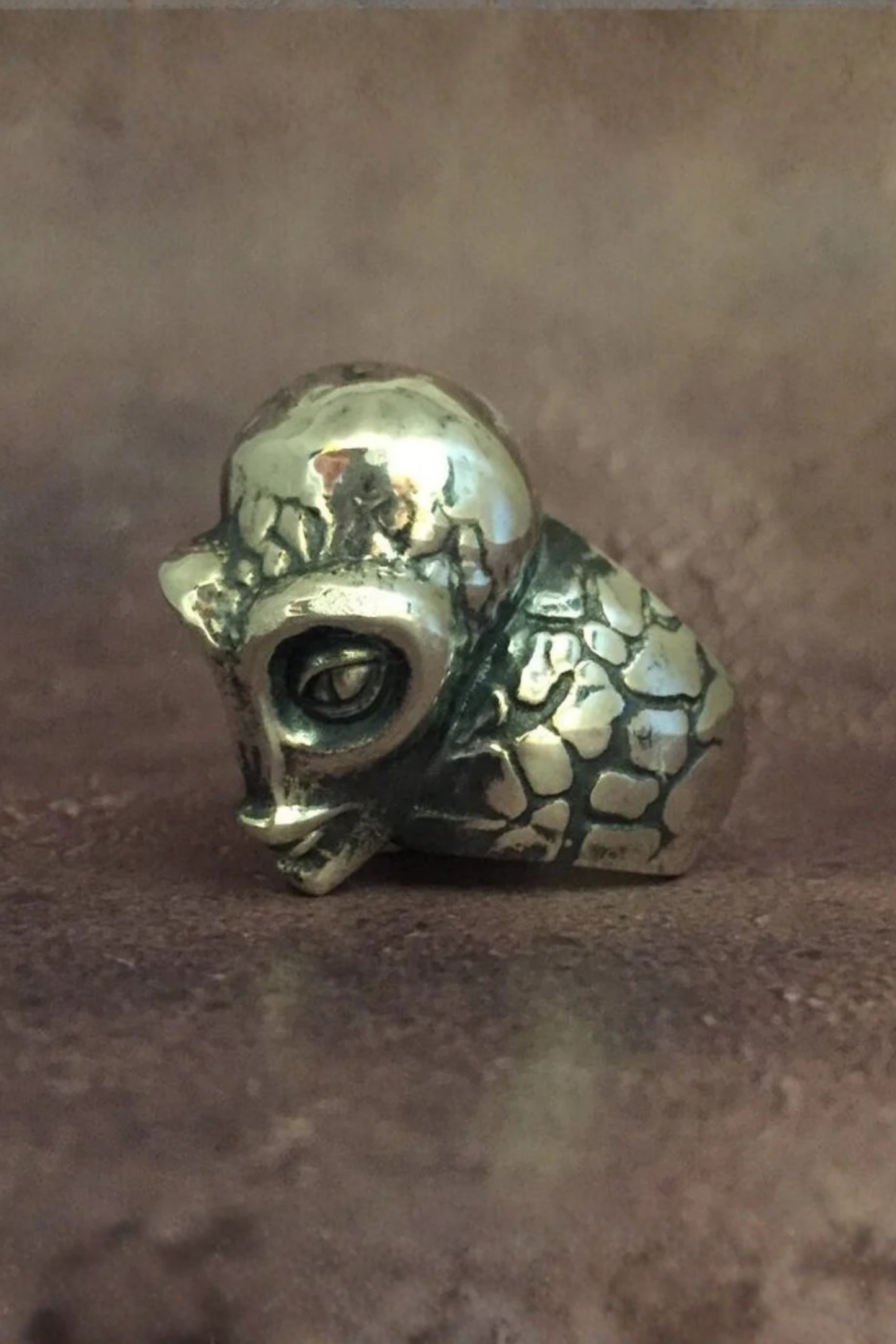 Handmade Alien Ring – Sterling Silver, Bronze & 24K Gold Plated | Unique Sci-Fi Jewelry