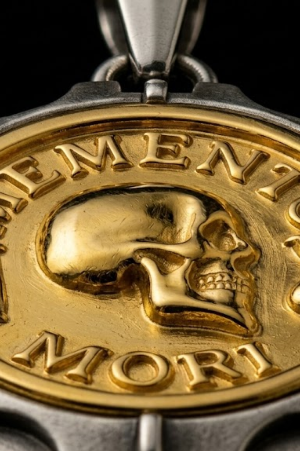 Memento Mori Set | Dual Metal Pendant & Ring | Handmade in 925 Sterling Silver & Bronze
