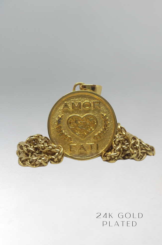 Collar de Amor Fati, collar personalizable, bronce, plata esterlina, collar de oro de 24 km, collar delicado, tamaño mediano