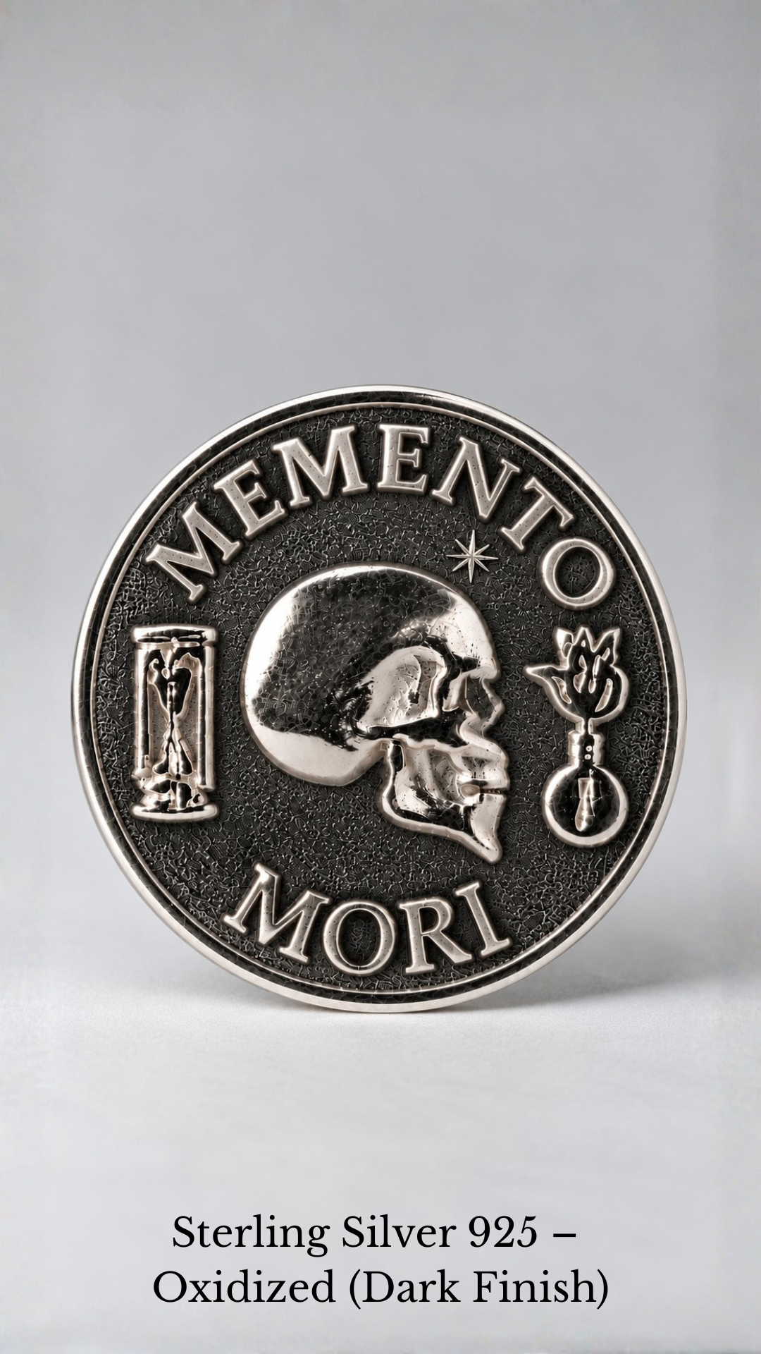 Memento Mori Coin | Symbol of Mortality, Wisdom & Presence | Handmade in 925 Sterling Silver, 24K Gold Plated, Bronze, Copper