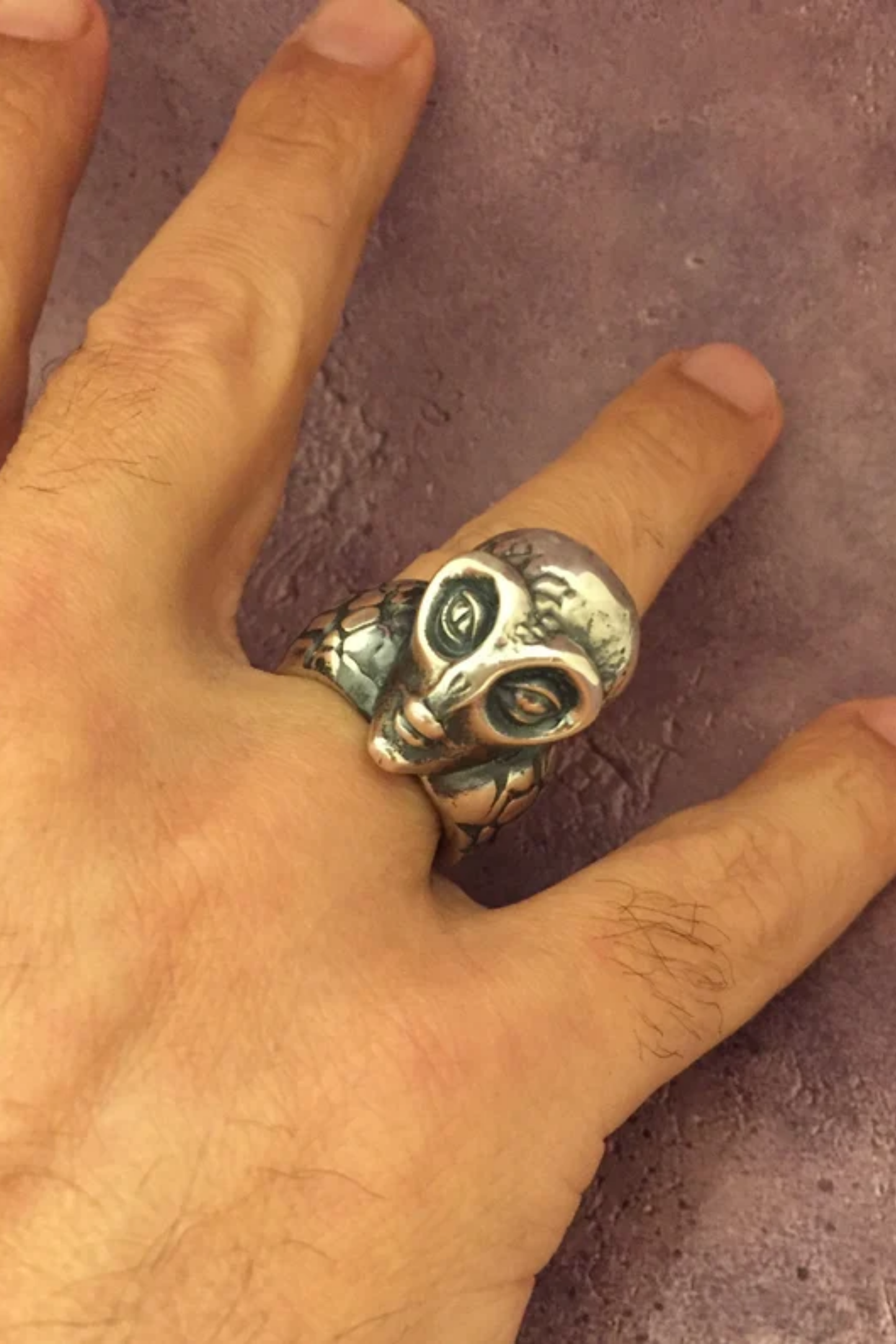 Handmade Alien Ring – Sterling Silver, Bronze & 24K Gold Plated | Unique Sci-Fi Jewelry