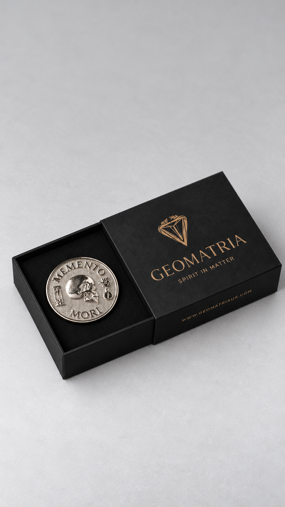 Memento Mori Coin | Symbol of Mortality, Wisdom & Presence | Handmade in 925 Sterling Silver, 24K Gold Plated, Bronze, Copper