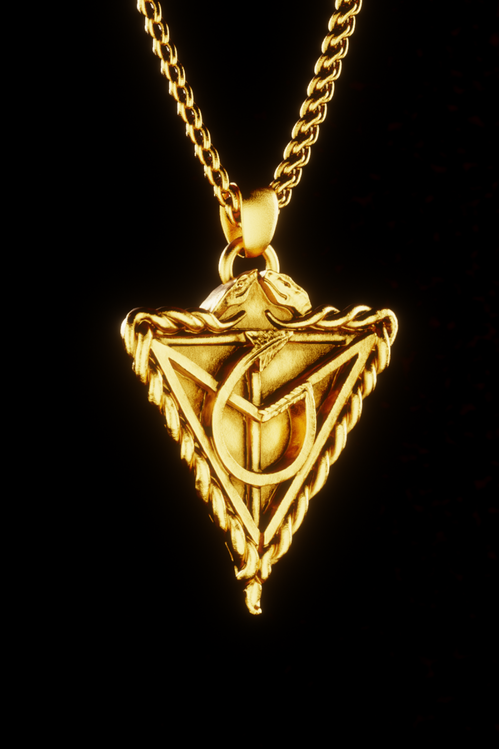 Divine geometry, handmade 18K gold pendant