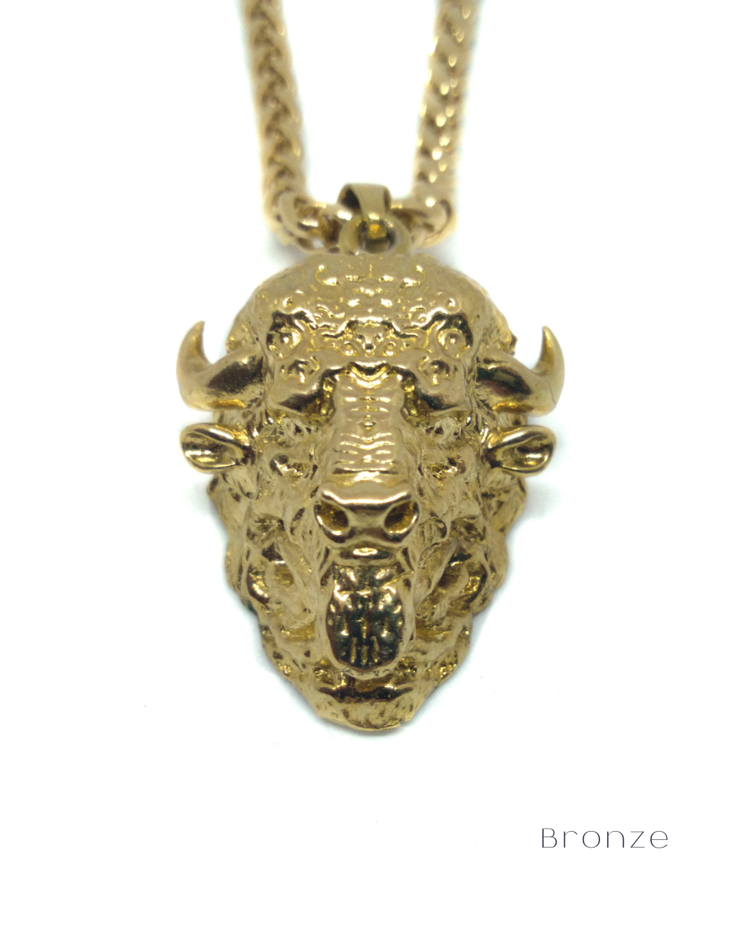Collar de búfalo en baño de oro de 24 quilates, Plata de Ley 925, Bronce, Bronce oxidado, cobre, para hombre y mujer
