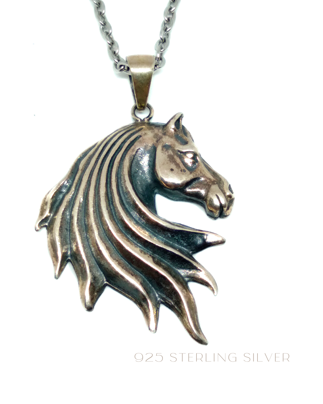 Collar de cabeza de caballo en bronce, cobre, plata de ley 925, baño de oro de 24k, joyería unisex 