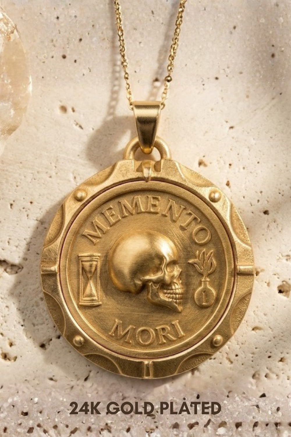 Memento Mori Set | Dual Metal Pendant & Ring | Handmade in 925 Sterling Silver & Bronze