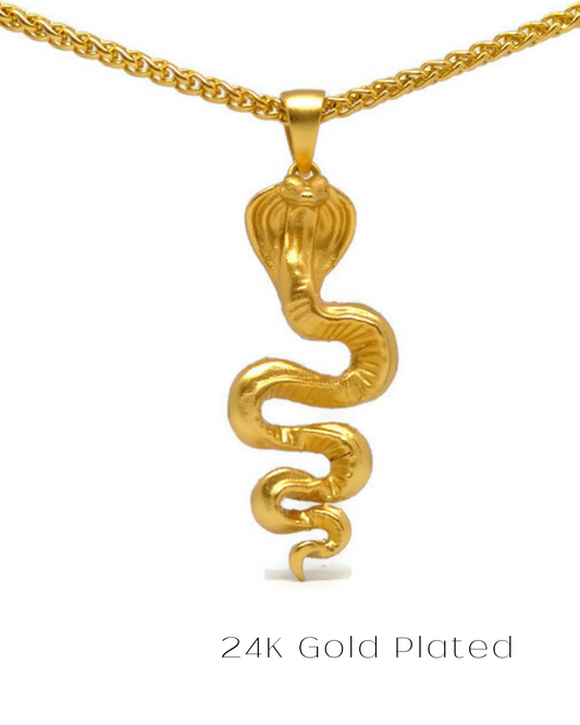 Collar Cobra, en bronce, plata de ley 925, baño de oro de 24k, para hombre y mujer 