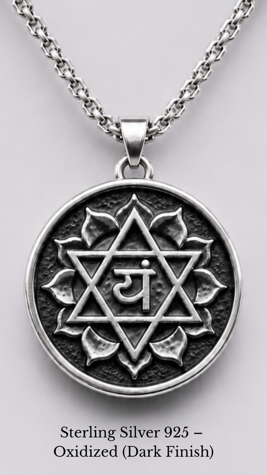 Anahata Necklace | Sacred Heart Chakra Pendant | Handmade in 925 Sterling Silver, 24K Gold Plated, Bronze