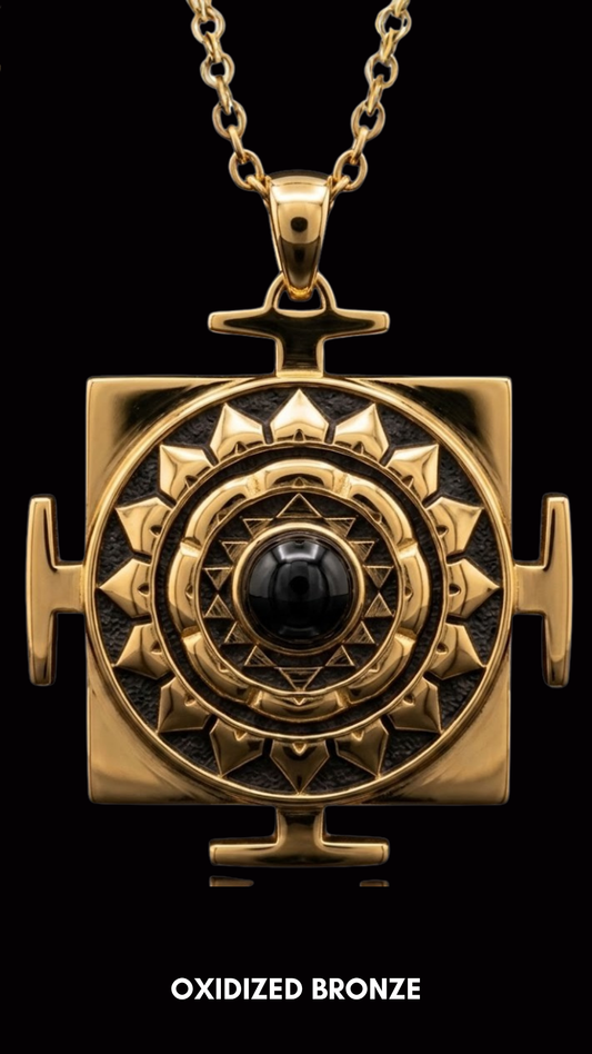 Mandala Yantra Necklace | Symbol of Spiritual Growth | Handmade in 925 Sterling Silver, 24k Gold Plated, Copper, Bronze