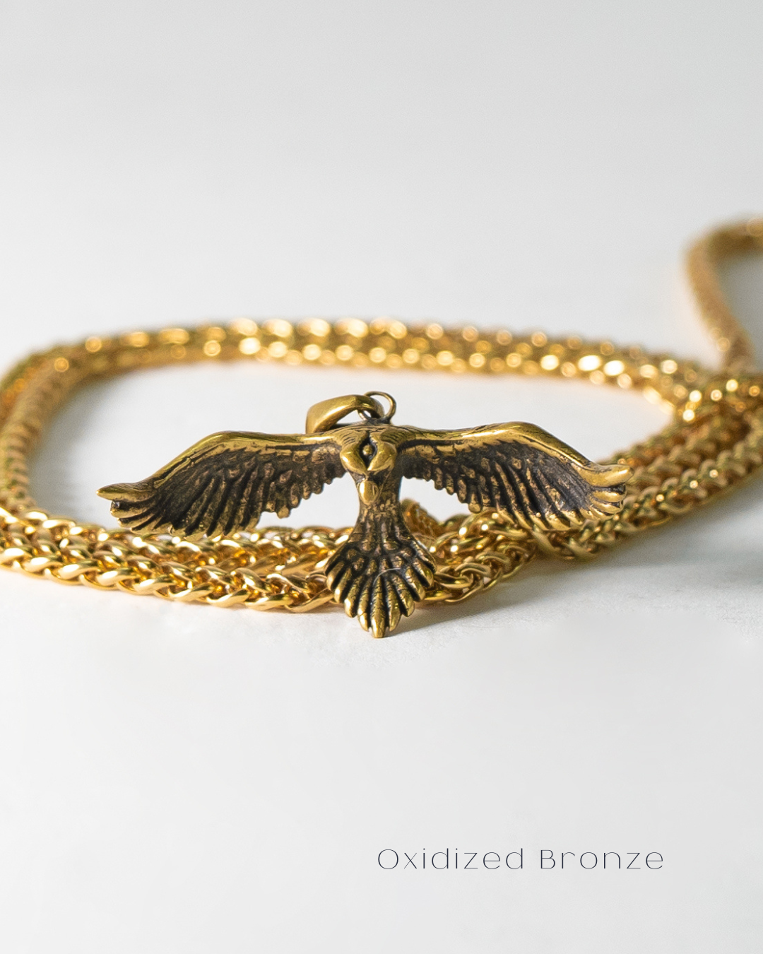 Collar de cuervo en plata de ley 925, baño de oro de 24k, cobre, bronce, para hombre y mujer 