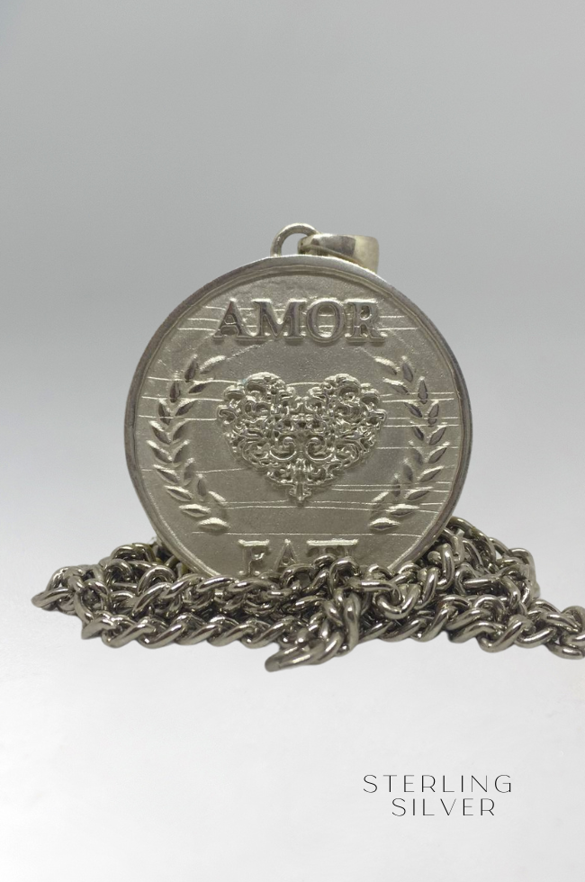 Collar Amor Fati, collar personalizable, bronce, plata esterlina, collar de oro de 24 km, collar delicado, gran tamaño