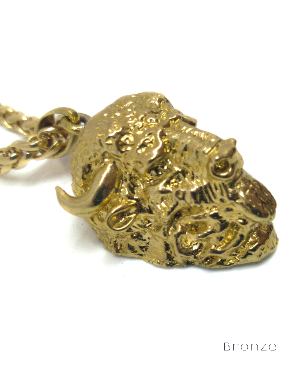 Collar de búfalo en baño de oro de 24 quilates, Plata de Ley 925, Bronce, Bronce oxidado, cobre, para hombre y mujer