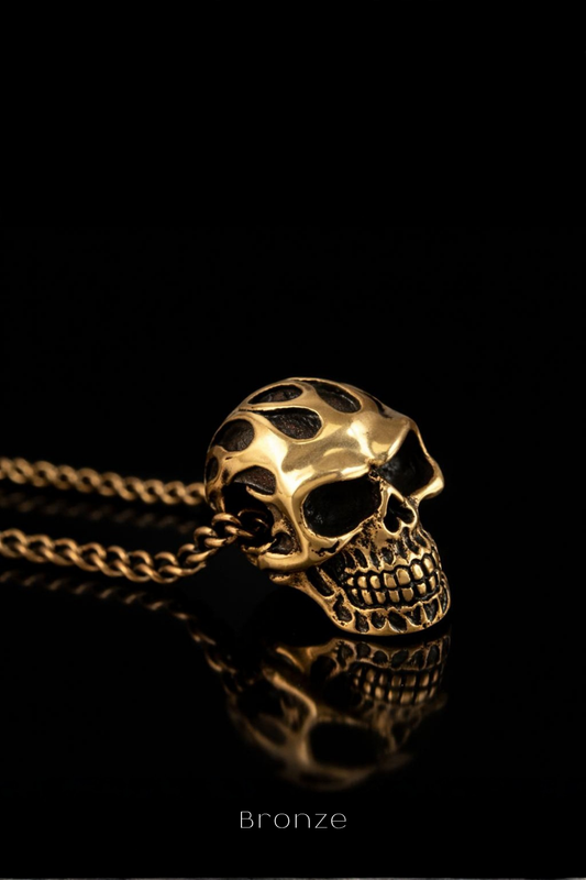 Flaming Skull Necklace – Handmade in Bronze | Limited Edition