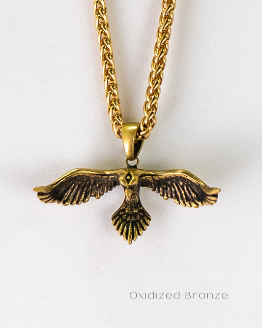 Collar de cuervo en plata de ley 925, baño de oro de 24k, cobre, bronce, para hombre y mujer 
