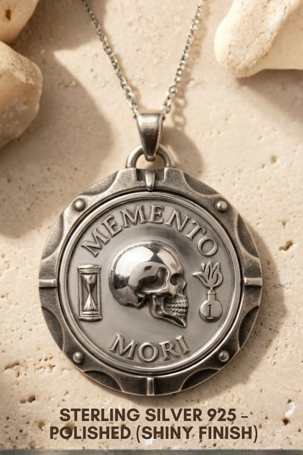 Memento Mori Set | Dual Metal Pendant & Ring | Handmade in 925 Sterling Silver & Bronze